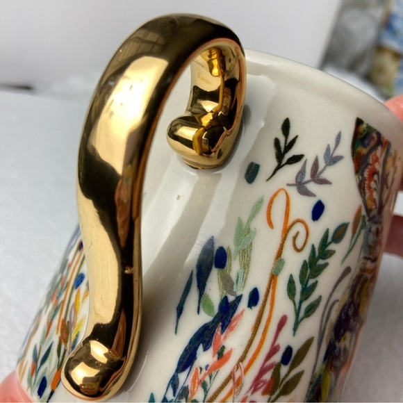 Gold handled Dancing Hares Artist Signed Coffee Mug - Picture 13 of 16